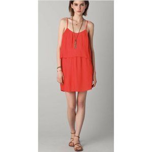Parker Womens Coral/orange Pleated Dress M